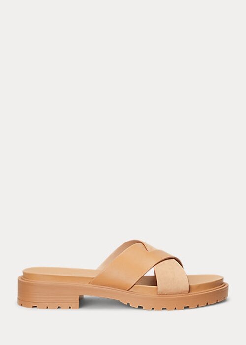 Light Yellow Women’s Ralph Lauren Kelsie Nappa Leather & Suede Slippers Light Yellow Women’s Ralph Lauren Kelsie Nappa Leather & Suede Slippers