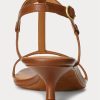 Brown Women’s Ralph Lauren Lambskin Kitten-Heel Sandals Brown Women’s Ralph Lauren Lambskin Kitten-Heel Sandals