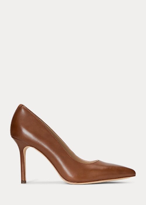 Brown Women’s Ralph Lauren Lindella II Burnished Leather Heels Brown Women’s Ralph Lauren Lindella II Burnished Leather Heels