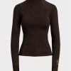 Brown Women’s Ralph Lauren Logo Jersey Long-sleeve Mockneck T Shirts Brown Women’s Ralph Lauren Logo Jersey Long-sleeve Mockneck T Shirts