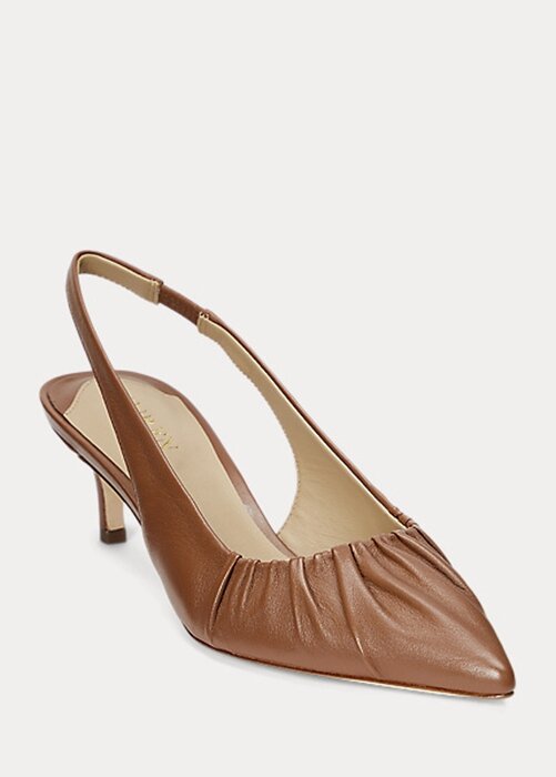 Brown Women’s Ralph Lauren Lolah Nappa Leather Slingback Heels Brown Women’s Ralph Lauren Lolah Nappa Leather Slingback Heels