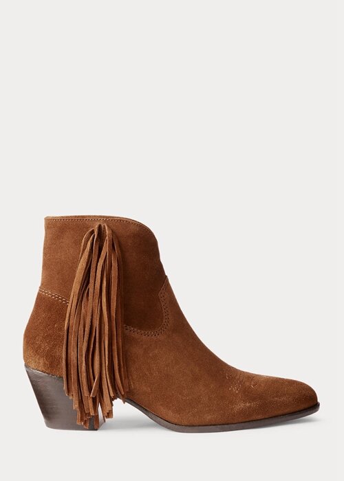 Brown Women’s Ralph Lauren Lucille Fringe-Trim Suedeie Boots Brown Women’s Ralph Lauren Lucille Fringe-Trim Suedeie Boots