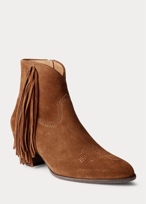 Brown Women’s Ralph Lauren Lucille Fringe-Trim Suedeie Boots Brown Women’s Ralph Lauren Lucille Fringe-Trim Suedeie Boots
