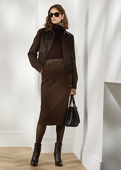 Brown Women’s Ralph Lauren Mychele Wool Herringbone Skirts Brown Women’s Ralph Lauren Mychele Wool Herringbone Skirts