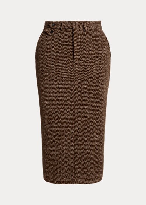 Brown Women’s Ralph Lauren Mychele Wool Herringbone Skirts Brown Women’s Ralph Lauren Mychele Wool Herringbone Skirts