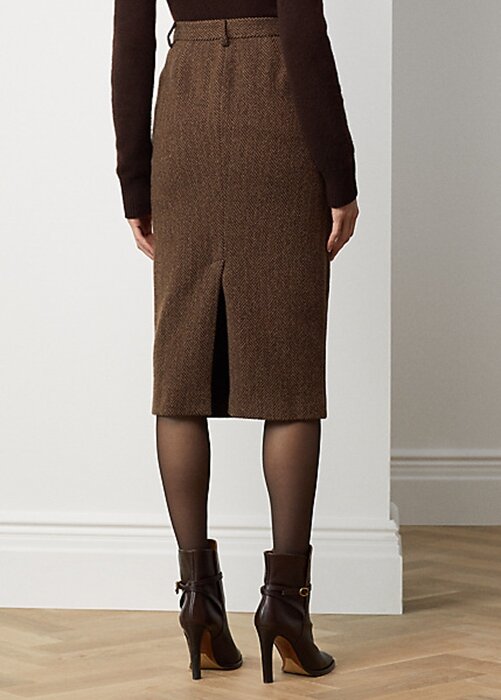 Brown Women’s Ralph Lauren Mychele Wool Herringbone Skirts Brown Women’s Ralph Lauren Mychele Wool Herringbone Skirts