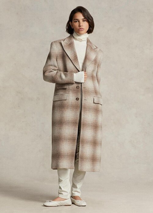 Brown Women’s Ralph Lauren Plaid Wool-blend Coats Brown Women’s Ralph Lauren Plaid Wool-blend Coats