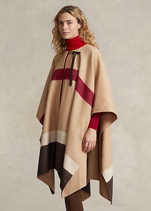 Brown Women’s Ralph Lauren Polo ID Striped Double-Faced Poncho Jackets Brown Women’s Ralph Lauren Polo ID Striped Double-Faced Poncho Jackets