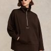 Brown Women’s Ralph Lauren Quarter-Zip Pullover Fleece Jackets Brown Women’s Ralph Lauren Quarter-Zip Pullover Fleece Jackets