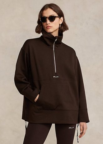 Brown Women’s Ralph Lauren Quarter-Zip Pullover Fleece Jackets
