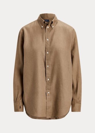 Brown Women’s Ralph Lauren Relaxed Fit Linen Shirts Brown Women’s Ralph Lauren Relaxed Fit Linen Shirts