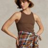Brown Women’s Ralph Lauren Rib-knit Cotton Tanks Brown Women’s Ralph Lauren Rib-knit Cotton Tanks