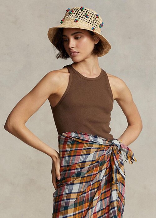 Brown Women’s Ralph Lauren Rib-knit Cotton Tanks Brown Women’s Ralph Lauren Rib-knit Cotton Tanks