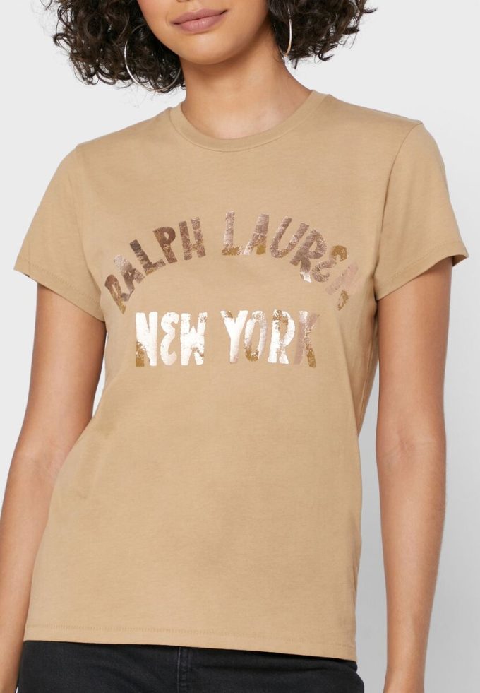 Brown Women’s Ralph Lauren Round Neck Logo T Shirts Brown Women’s Ralph Lauren Round Neck Logo T Shirts