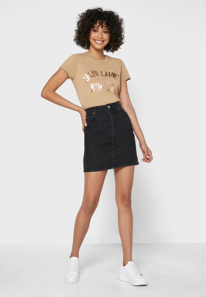 Brown Women’s Ralph Lauren Round Neck Logo T Shirts Brown Women’s Ralph Lauren Round Neck Logo T Shirts