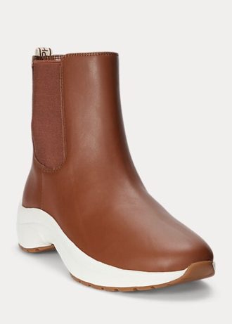Brown Women’s Ralph Lauren Rylee Burnished Leather Slip-On Sneakers