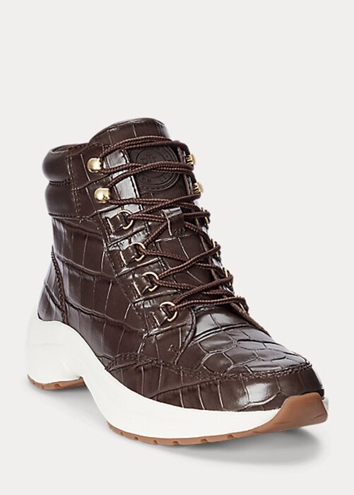 Brown Women’s Ralph Lauren Rylee Embossed Leather High-Top Sneakers Brown Women’s Ralph Lauren Rylee Embossed Leather High-Top Sneakers