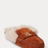 Brown Women’s Ralph Lauren Savanah Faux Fur-Trim Suede Flat Shoes Brown Women’s Ralph Lauren Savanah Faux Fur-Trim Suede Flat Shoes