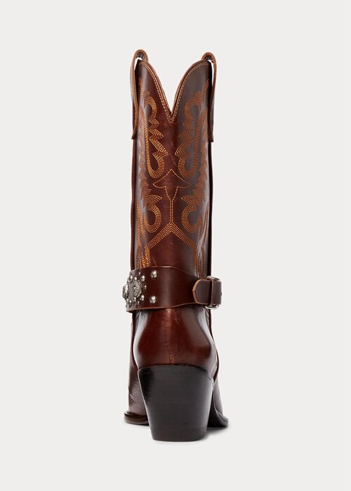 Brown Women’s Ralph Lauren Studded Calfskin Western Boots Brown Women’s Ralph Lauren Studded Calfskin Western Boots