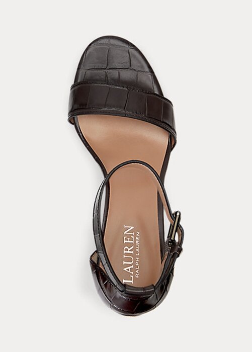 Brown Women’s Ralph Lauren Sylvia Embossed Leather Heels Brown Women’s Ralph Lauren Sylvia Embossed Leather Heels
