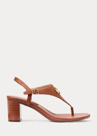 Brown Women’s Ralph Lauren Westcott II Tumbled Leather Sandals