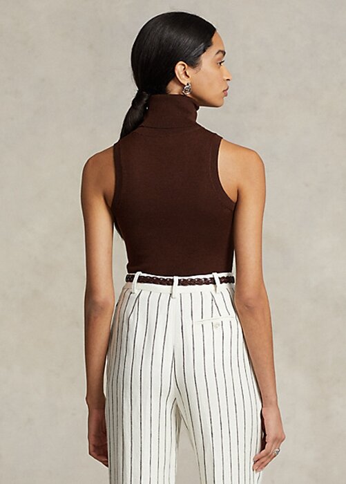 Brown Women’s Ralph Lauren Wool Sleeveless Turtleneck Sweaters Brown Women’s Ralph Lauren Wool Sleeveless Turtleneck Sweaters