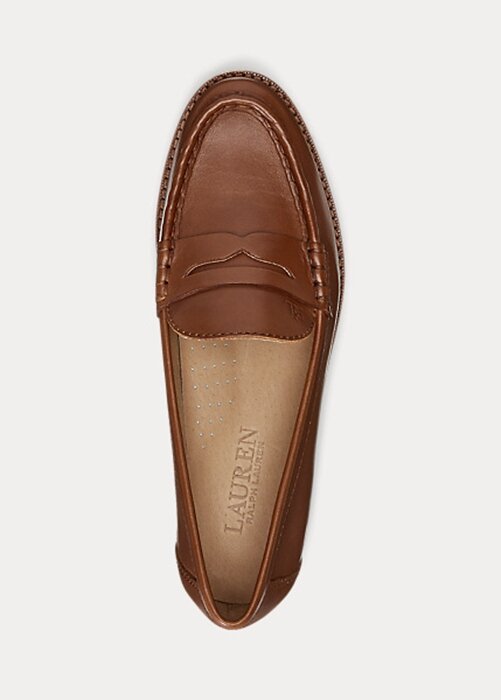 Brown Women’s Ralph Lauren Wynnie Burnished Leather Loafers Brown Women’s Ralph Lauren Wynnie Burnished Leather Loafers