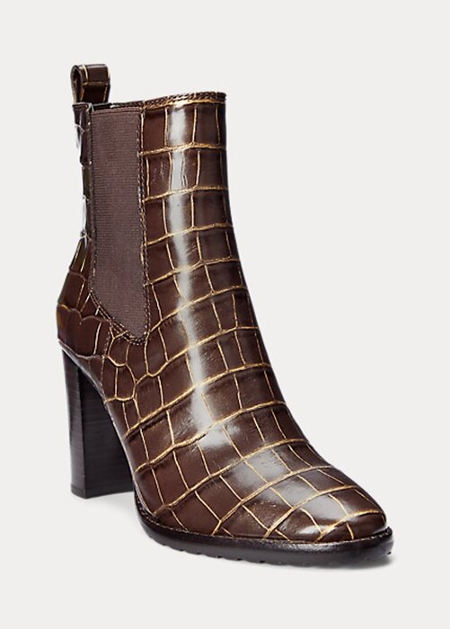 Brown Women’s Ralph Lauren ylah Embossed Leatherie Boots Brown Women’s Ralph Lauren ylah Embossed Leatherie Boots