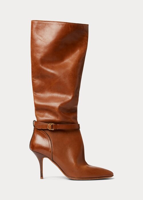 Brown Women’s Ralph Lauren Zoe Tall Calfskin Leather Boots Brown Women’s Ralph Lauren Zoe Tall Calfskin Leather Boots