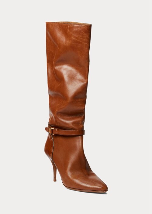 Brown Women’s Ralph Lauren Zoe Tall Calfskin Leather Boots Brown Women’s Ralph Lauren Zoe Tall Calfskin Leather Boots