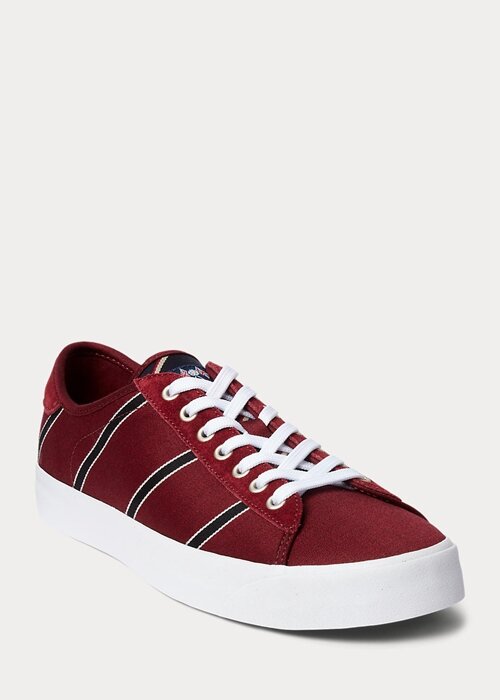 Burgundy Men’s Ralph Lauren Nelson Striped Wool-Cotton Sneakers Burgundy Men’s Ralph Lauren Nelson Striped Wool-Cotton Sneakers
