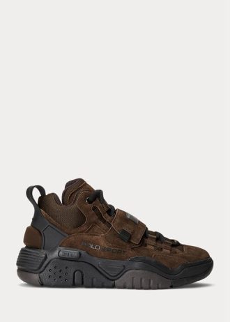 Chocolate Men’s Ralph Lauren PS100 High-Top Suede Sneakers