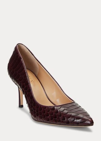 Chocolate Women’s Ralph Lauren Lanette Faux-Snakeskin Heels Chocolate Women’s Ralph Lauren Lanette Faux-Snakeskin Heels