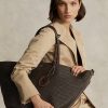 Chocolate Women’s Ralph Lauren Leather-Trim Straw Large Bellport Tote Bags Chocolate Women’s Ralph Lauren Leather-Trim Straw Large Bellport Tote Bags