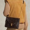 Chocolate Women’s Ralph Lauren Polo ID Croc-Embossed Envelope Chain Handbag Chocolate Women’s Ralph Lauren Polo ID Croc-Embossed Envelope Chain Handbag