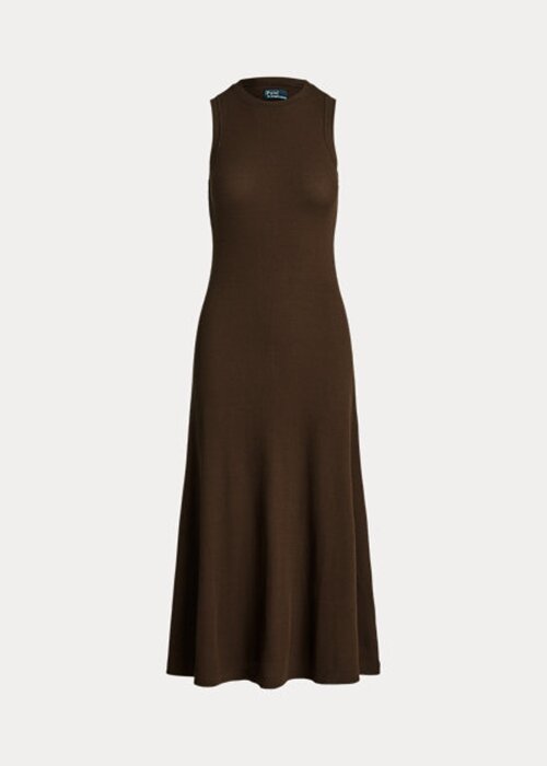Chocolate Women’s Ralph Lauren Stretch Waffle-Knit Sleeveless Dress Chocolate Women’s Ralph Lauren Stretch Waffle-Knit Sleeveless Dress