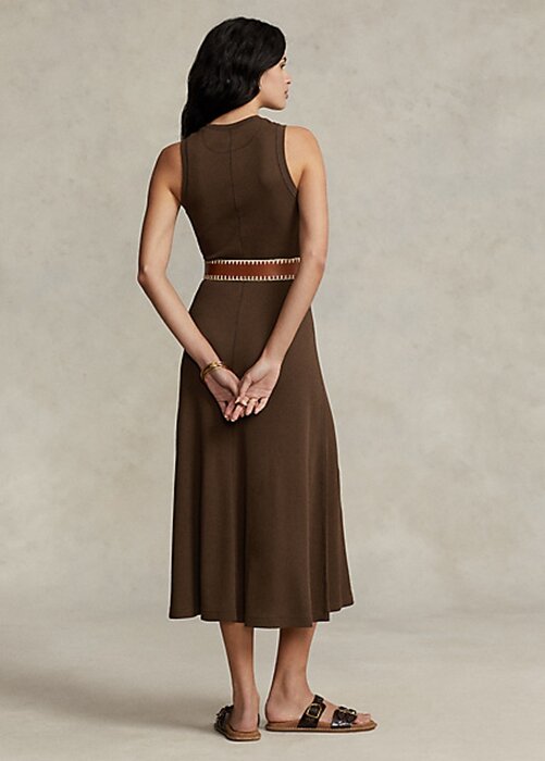 Chocolate Women’s Ralph Lauren Stretch Waffle-Knit Sleeveless Dress Chocolate Women’s Ralph Lauren Stretch Waffle-Knit Sleeveless Dress