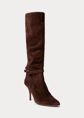 Chocolate Women’s Ralph Lauren Zoe Tall Sueded Calfskin Boots
