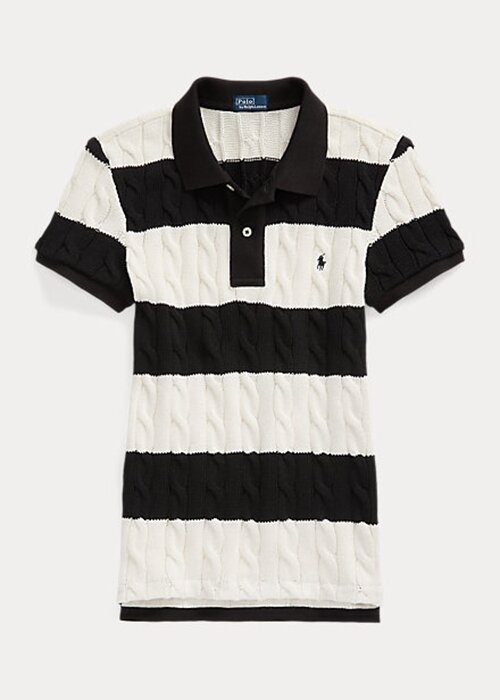 Cream / Black Women’s Ralph Lauren Slim Fit Cable-Knit Polo Shirts Cream / Black Women’s Ralph Lauren Slim Fit Cable-Knit Polo Shirts