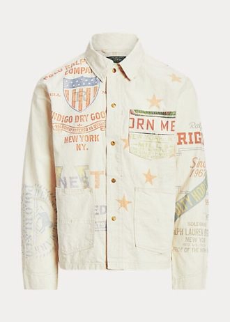 Cream Men’s Ralph Lauren Denim Graphic Painter Jackets