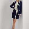 Cream / Navy Women’s Ralph Lauren Button-Front Two-Tone Crepe Pencil Skirts Cream / Navy Women’s Ralph Lauren Button-Front Two-Tone Crepe Pencil Skirts