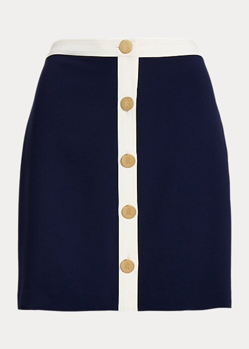 Cream / Navy Women’s Ralph Lauren Button-Front Two-Tone Crepe Pencil Skirts Cream / Navy Women’s Ralph Lauren Button-Front Two-Tone Crepe Pencil Skirts