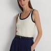 Cream / Navy Women’s Ralph Lauren Two-Tone Cotton-Blend Sleeveless Sweaters Cream / Navy Women’s Ralph Lauren Two-Tone Cotton-Blend Sleeveless Sweaters