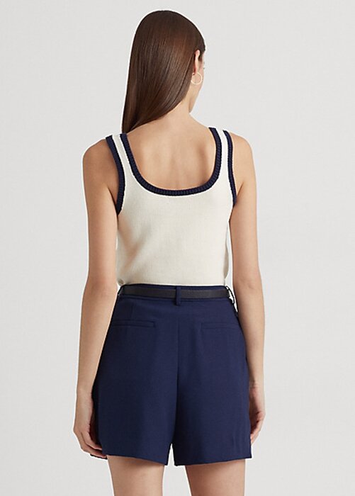 Cream / Navy Women’s Ralph Lauren Two-Tone Cotton-Blend Sleeveless Sweaters Cream / Navy Women’s Ralph Lauren Two-Tone Cotton-Blend Sleeveless Sweaters
