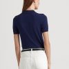 Cream / Navy Women’s Ralph Lauren Two-Tone Cotton Cardigan Sweaters