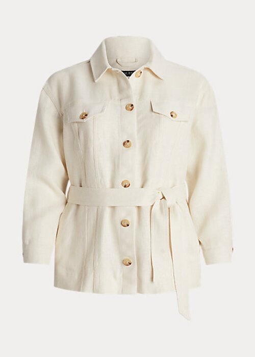 Cream Women’s Ralph Lauren Belted Herringbone Linen Jackets Cream Women’s Ralph Lauren Belted Herringbone Linen Jackets