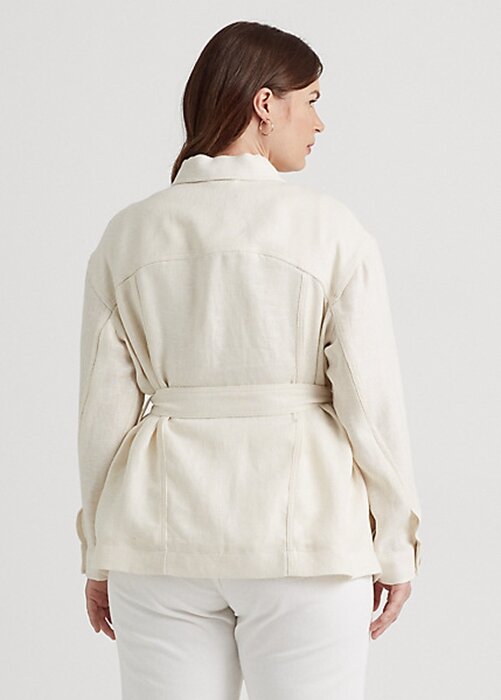 Cream Women’s Ralph Lauren Belted Herringbone Linen Jackets Cream Women’s Ralph Lauren Belted Herringbone Linen Jackets