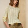 Cream Women’s Ralph Lauren Cable-Knit Silk Crewneck Sweaters Cream Women’s Ralph Lauren Cable-Knit Silk Crewneck Sweaters