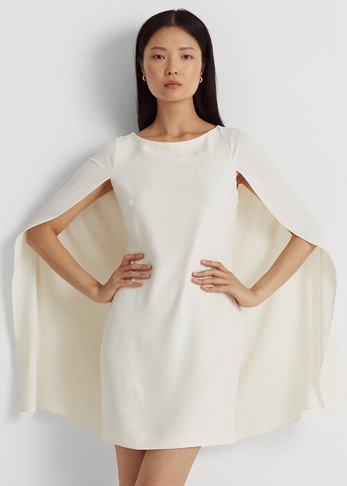 Cream Women’s Ralph Lauren Cape Georgette Cocktail Dress Cream Women’s Ralph Lauren Cape Georgette Cocktail Dress