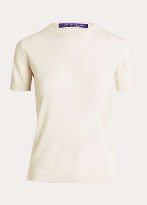 Cream Women’s Ralph Lauren Cashmere Jersey Short-Sleeve Sweaters Cream Women’s Ralph Lauren Cashmere Jersey Short-Sleeve Sweaters